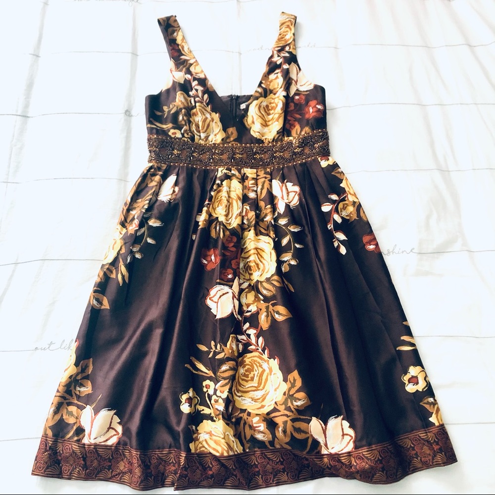 Forever Satiny Beaded Roses Dress